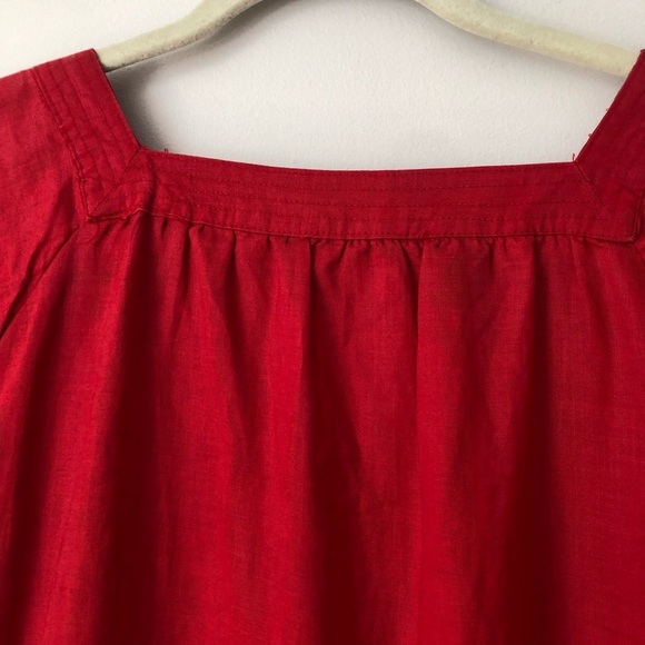 MNG Casual Sportswear Linen Cherry Red Shirt Square Neck Dress Women’s Size M - Picture 6 of 10